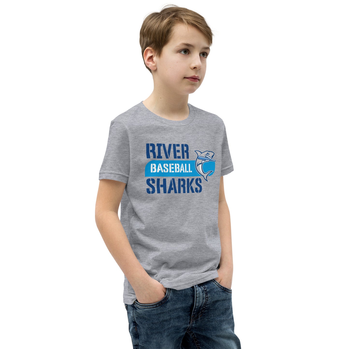 River Sharks Baseball Logo Youth T-Shirt