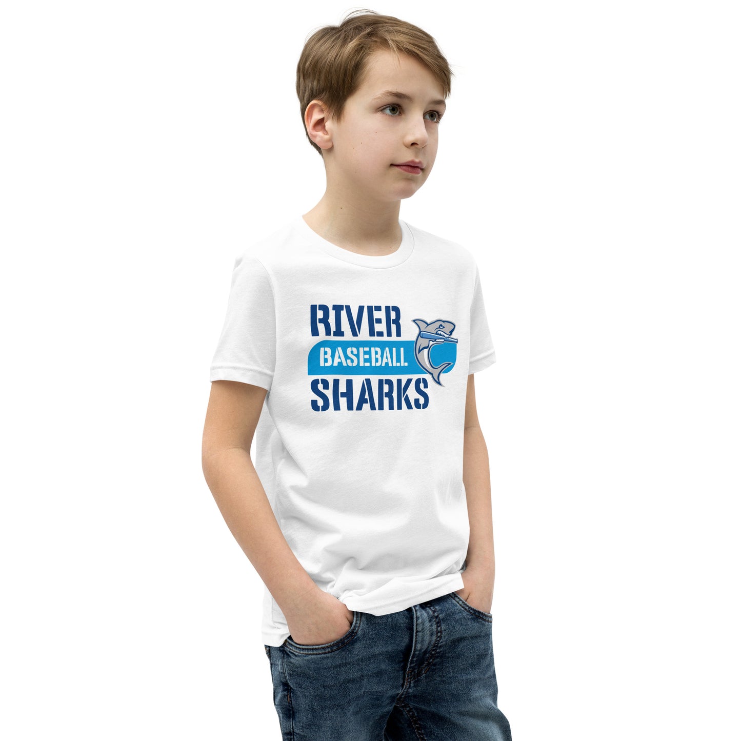 River Sharks Baseball Logo Youth T-Shirt